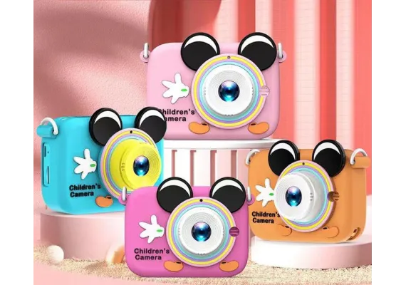 Camera foto digitala pentru copii model soricel, display IPS, incarcare USB, suport card SD, 12×12×6cm  [1]