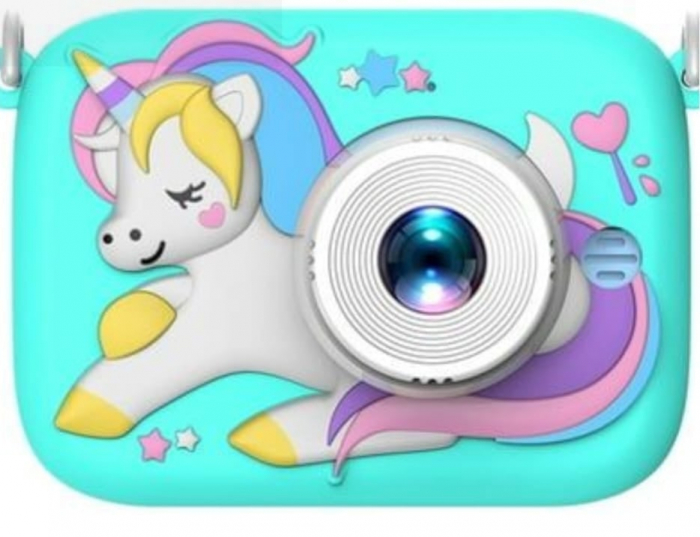 Camera foto digitala pentru copii, model unicorn, USB, suport card SD, display IPS, 12×12×6cm  [2]