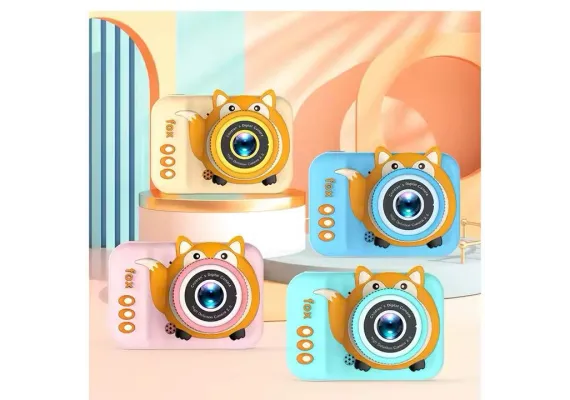 Camera foto pentru copii, model vulpita, display IPS, incarcare USB, suport card, jocuri, 12×12×6cm  [1]