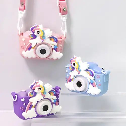 Camera foto pentru fetițe, model unicorn, incarcare USB, suport card, 1080P HD, 600mAh, display IPS, 13×12×6cm  [3]
