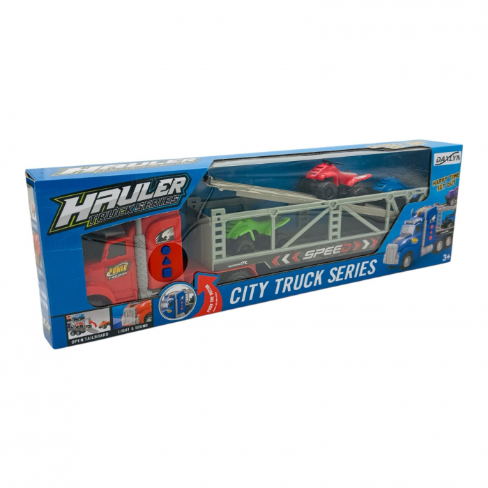 Camion Transport 3 ATV-uri – 54x16.5 cm, cu Sunete și Lumini, Jucărie Interactivă  [2]