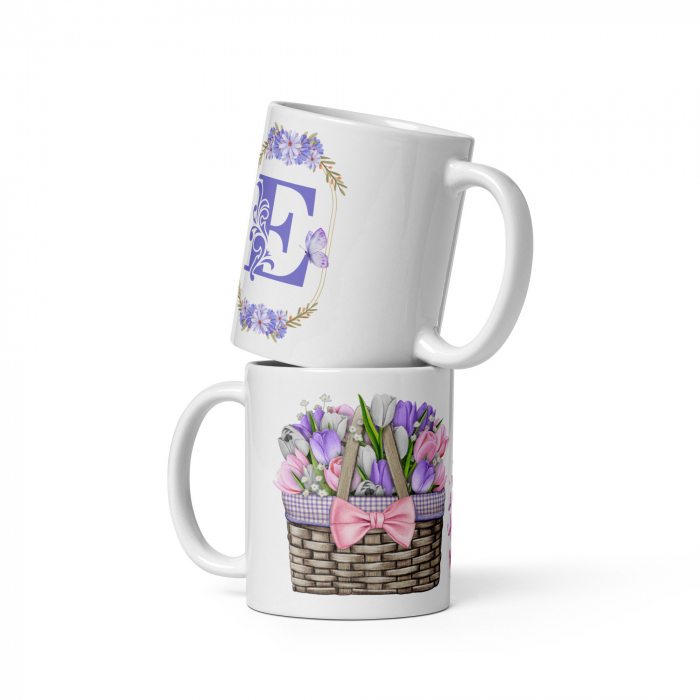 Cana cu model floral și inițială – Cadou special – 330 ml  [3]