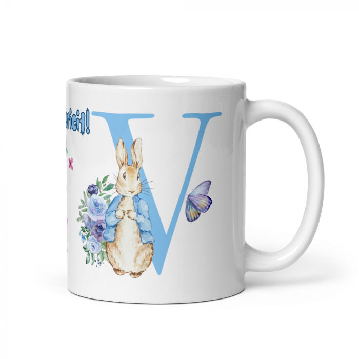 Cana personalizata, Initiala V - Cadou Special de Paste – 11 oz. 330 ml  [4]