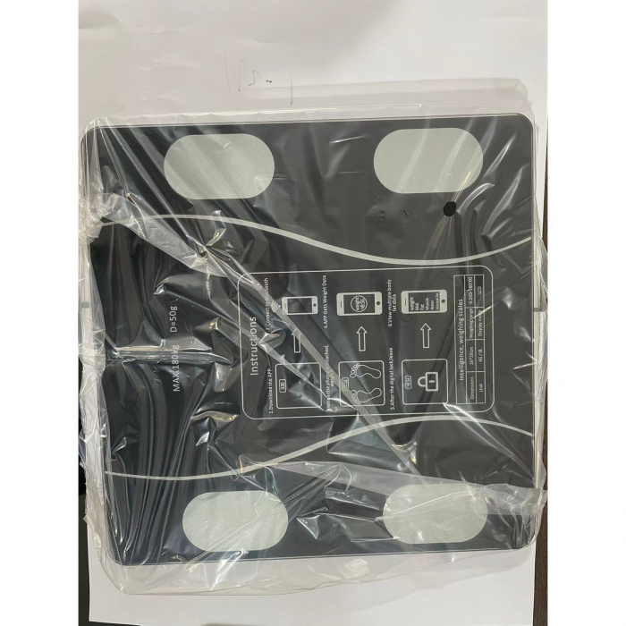 Cantar Electronic Inteligent De Baie  Cu Aplicatie Smart, Corporal, Ecran Digital Iluminat, Termometru, Suporta Maxim 180 Kg, 26 x 26 cm, Baterii, Negru [3]