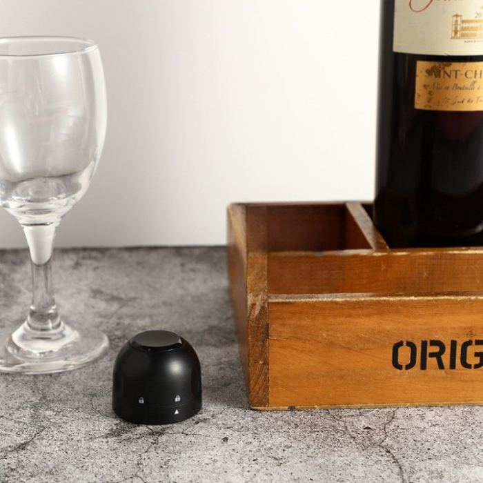 Capac de Etansare a Sticlei de Sampanie, , Rotativ, On-Off, Silicon, Reutilizabil, Usor de Depozitat si Folosit, 3.9 x 3.9 x 3.3 cm, Negru [3]