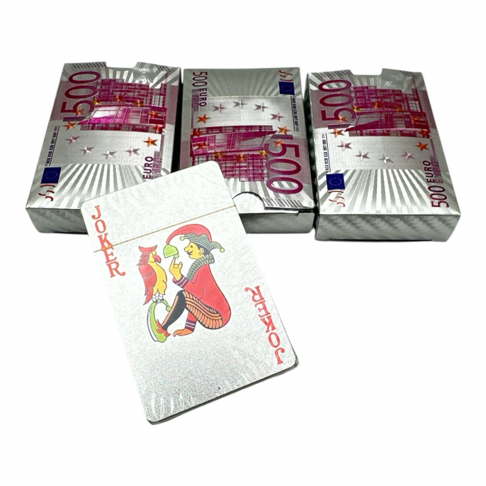 Cărți de joc argintii Euro – Set elegant, ideal pentru colecționari și jocuri de societate,  [3]