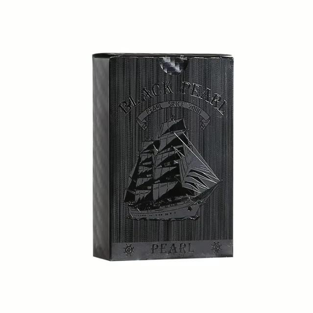 Carti de Joc Black Pearl Plastic 100% Negre Aurii – Design Tematic Nava Pirati [2]
