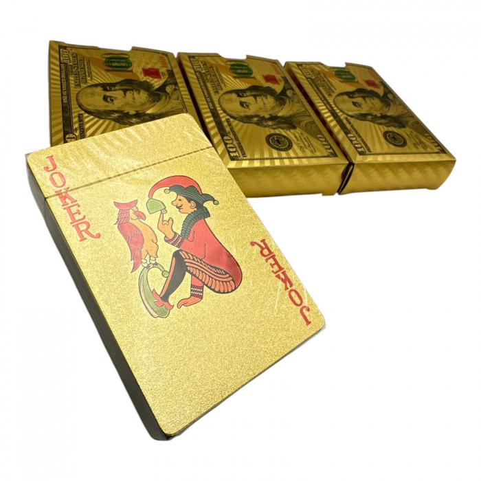 Cărți de joc cu design Dolar Premium din două culori Auriu și Argintiu – Set elegant pentru colecționari și jocuri de societate,  [5]