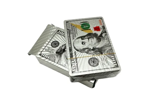 Cărți de joc cu design Dolar Premium din două culori Auriu și Argintiu – Set elegant pentru colecționari și jocuri de societate,  [1]