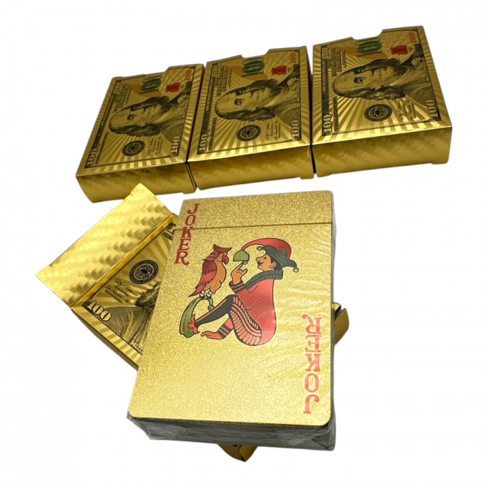 Cărți de joc cu design Dolar Premium din două culori Auriu și Argintiu – Set elegant pentru colecționari și jocuri de societate,  [3]