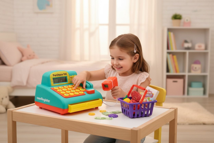 Casa de Marcat de Jucarie cu Sunete si Lumini, Accesorii si Cos de Cumparaturi, 32x17x13cm - [3]