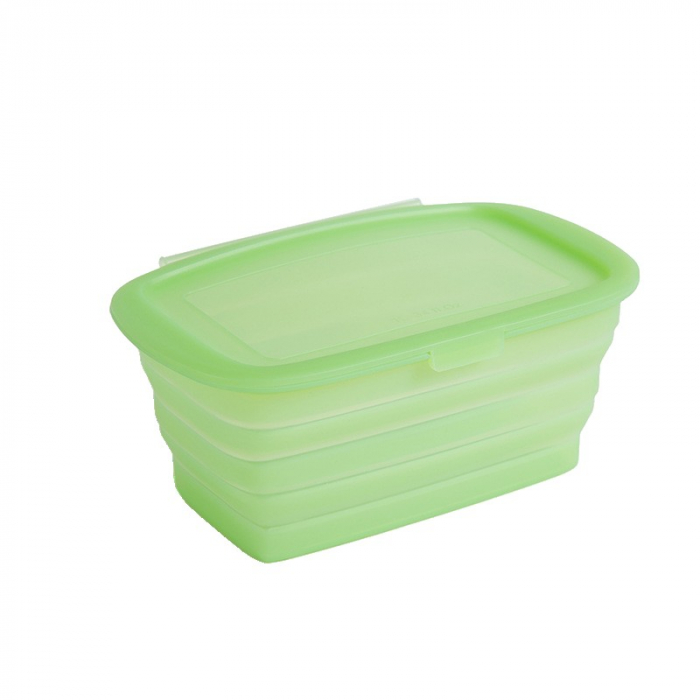 Caserola din Silicon, , Pliabila, 1L, 18.8 x 8 x 11.5 cm, Rezistenta Temperaturi Extreme, Verde [1]