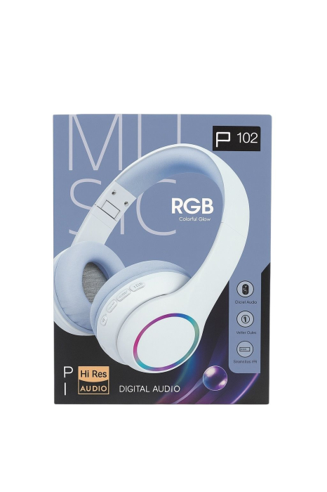 Casti Wireless P102 Bluetooth 5.3 RGB Hi-Res Audio – Autonomie 40h Microfon [2]