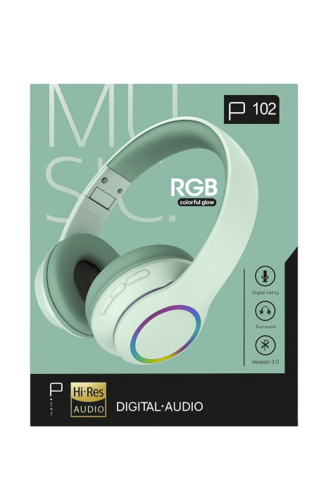 Casti Wireless P102 Bluetooth 5.3 RGB Hi-Res Audio – Autonomie 40h Microfon Surround [2]