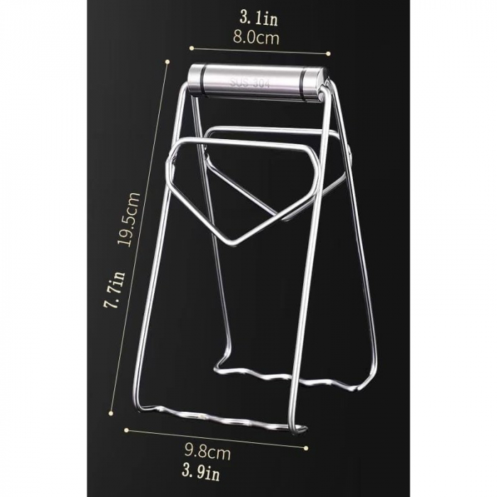 Clema pentru Boluri, , Anti-Alunecare, din Otel Inoxidabil, Extindere, pentru Oale, Tigai, de Uz Casnic, Rezistent la Temperaturi Inalte, 19.5x9.8x8 cm, Gri [5]