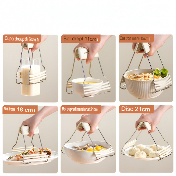 Clema pentru Boluri, , Anti-Alunecare, din Silicon, de Uz Casnic, Rezistent la Temperaturi Inalte, 17.6x11.5x5.15cm, Gri [5]