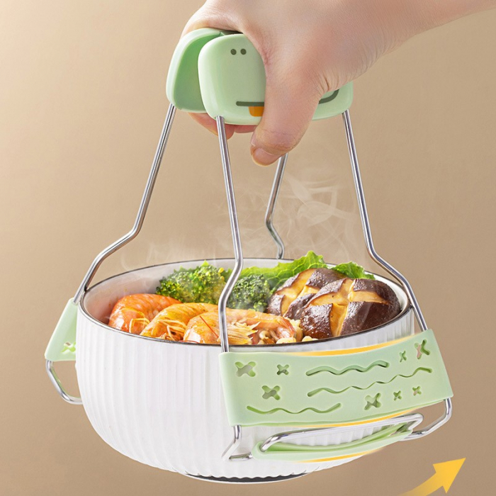 Clema pentru Boluri Creativa, , Anti-Alunecare, din Silicon, de Uz Casnic, Rezistent la Temperaturi Inalte, Model Animat, 19x12 cm, Verde [4]