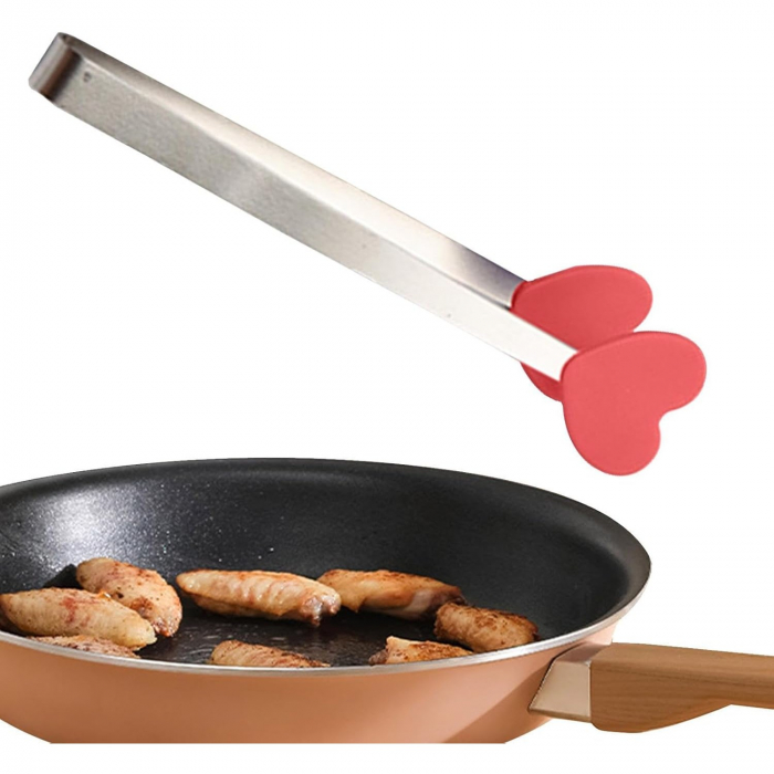 Cleste Creativ pentru Mancare, , Model Inimioare din Silicon, 14.5x3 cm, Rezistent la Temperaturi Inalte si Coroziune, Rosu [4]