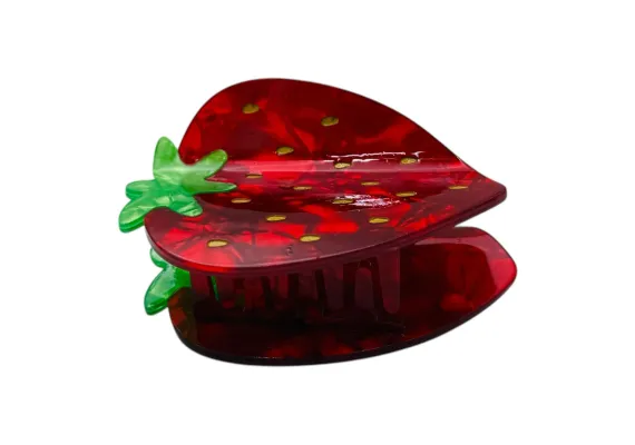 Clește de Păr 7cm, Model Căpșuna, Silicon Sidefat, Culori Diverse, Cu Etichetă pentru Expunere | Accesoriu Jucăuș și Practic |  [1]