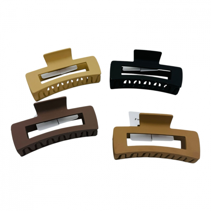 Clește de Păr Mare 10.5cm, Model Dreptunghiular, Silicon Mat, Culori Diverse, Cu Etichetă pentru Expunere | Accesoriu Modern |  [3]