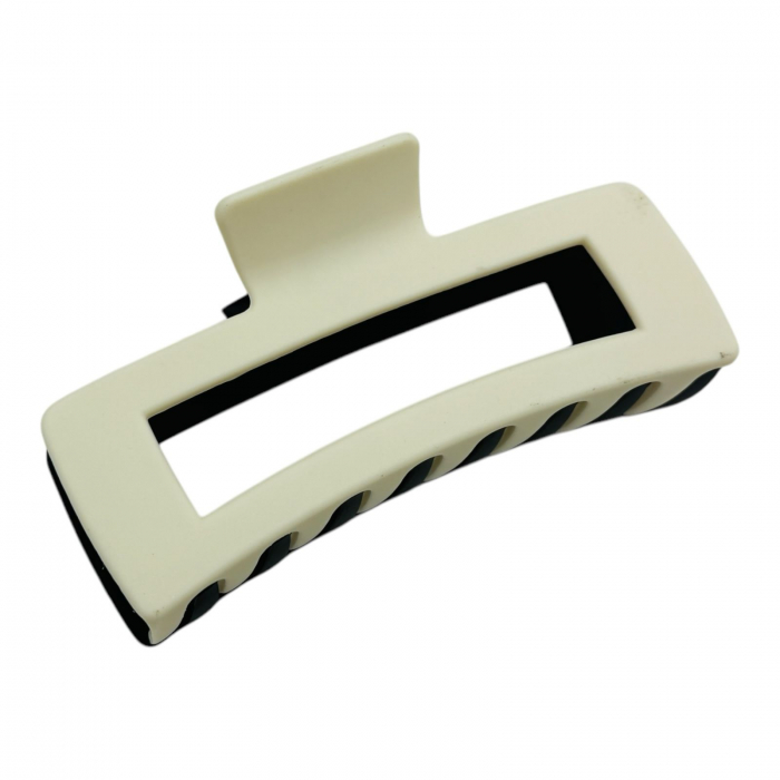 Clește de Păr Mare 11.5cm, Model Dreptunghiular Bicolor, Silicon Mat, Cu Etichetă pentru Expunere | Accesoriu Modern |  [6]