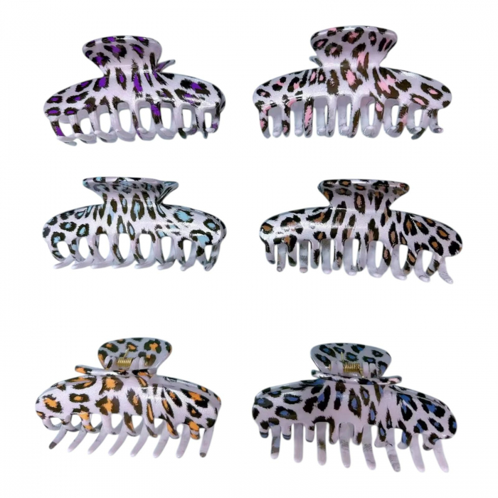 Cleste de Păr Mare 11cm, Model Animal Print, Cu Etichetă pentru Expunere | Accesoriu Fashion |  [4]