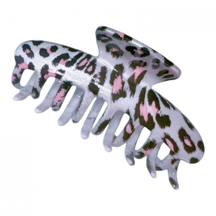 Cleste de Păr Mare 11cm, Model Animal Print, Cu Etichetă pentru Expunere | Accesoriu Fashion |  [2]