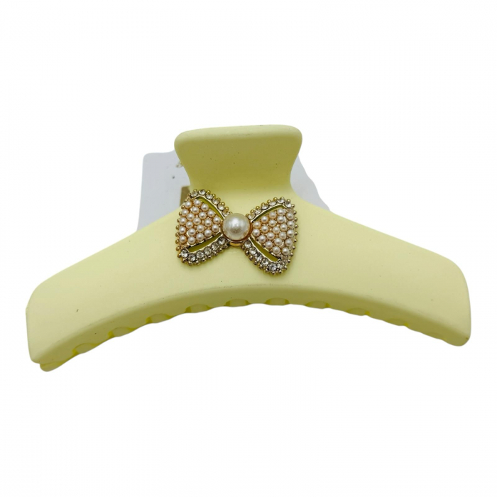 Clește de Păr Mare 11cm, Silicon Mat, Accesoriu Fundiță, Diverse Culori, Cu Etichetă pentru Expunere |  [6]