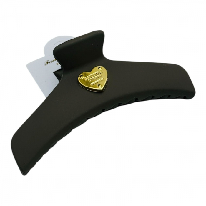 Clește de Păr Mare 11cm, Silicon Mat, Accesoriu Inimioară, Diverse Culori, Cu Etichetă pentru Expunere |  [5]