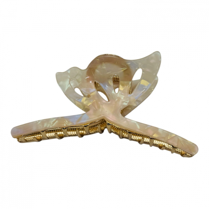 Clește de Păr Mare 12.5cm, Model Fluture, Metal cu Silicon Sidefat, Diverse Culori, Etichetă pentru Expunere |  [7]