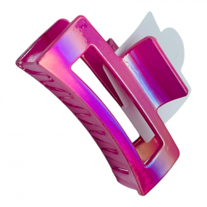 Clește de Păr Mare 8cm, Model Bicolor Lucios, Diverse Culori, Cu Etichetă pentru Expunere |  [5]