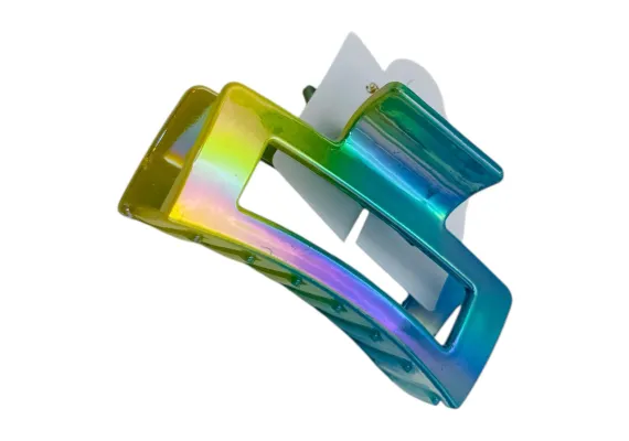 Clește de Păr Mare 8cm, Model Bicolor Lucios, Diverse Culori, Cu Etichetă pentru Expunere |  [1]