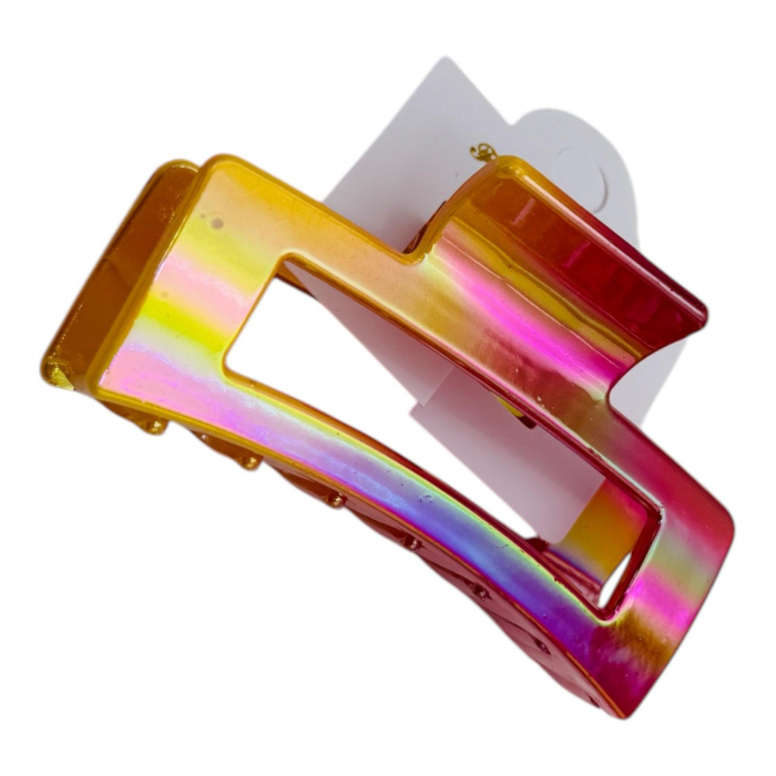 Clește de Păr Mare 8cm, Model Bicolor Lucios, Diverse Culori, Cu Etichetă pentru Expunere |  [3]
