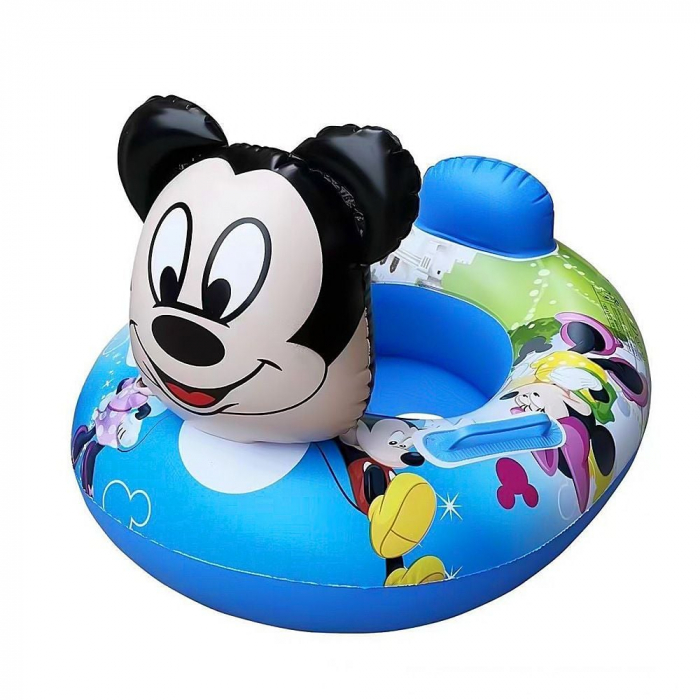 Colac inot copii cu fata 3D animal simpatic, spatar si manere laterale, model rotund gonflabil, sigur si confortabil pentru piscina, mare sau vacanta,  [2]
