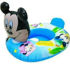 Colac inot copii cu fata 3D animal simpatic, spatar si manere laterale, model rotund gonflabil, sigur si confortabil pentru piscina, mare sau vacanta,  [3]