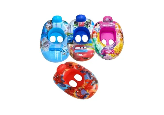 Colac inot copii cu protectie si suport picioare, model colorat cu desene animate, gonflabil, oval, confortabil si sigur pentru piscina, mare sau vacanta de vara,  [1]