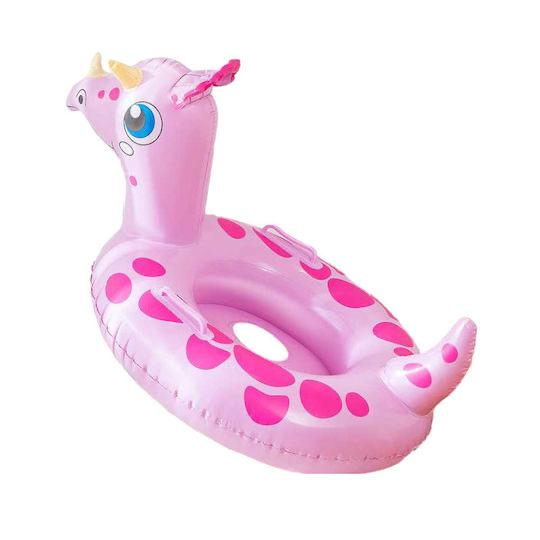 Colac inot copii model girafa roz cu cap 3D, manere si coada decorativa, gonflabil si usor de folosit, ideal pentru piscina, mare sau vacanta,  [2]