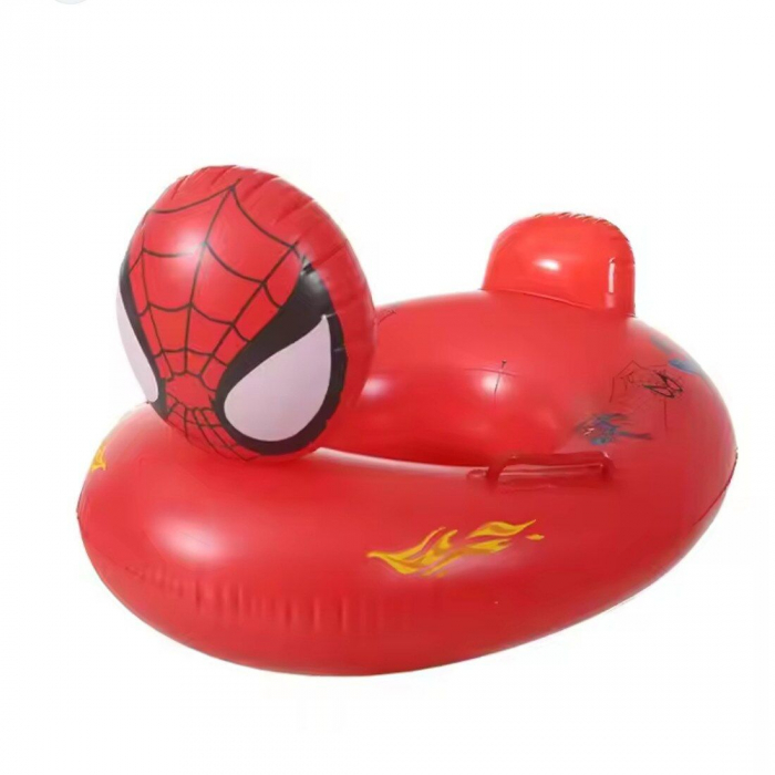 Colac inot copii rosu cu fata 3D supererou, cu spatar si manere, gonflabil si sigur, ideal pentru piscina, mare sau vacanta,  [2]