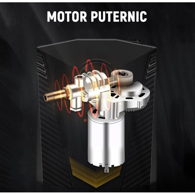 Compresor Auto Portabil cu Lanterna si Afisaj Electornic , DC 12V, 120W, 35L/min, Cablu de alimentare 3m, Pompa Biciclete, Moto, Mingi, Saltele, Max 10.3bar, lumina LED, Negru [4]