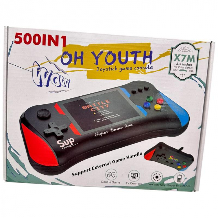 Consola Portabila X7M cu 500 Jocuri – 3.5” Ecran HD, Suport Controller Extern, Functie TV-Out, Baterie 1200 mAh,  [2]