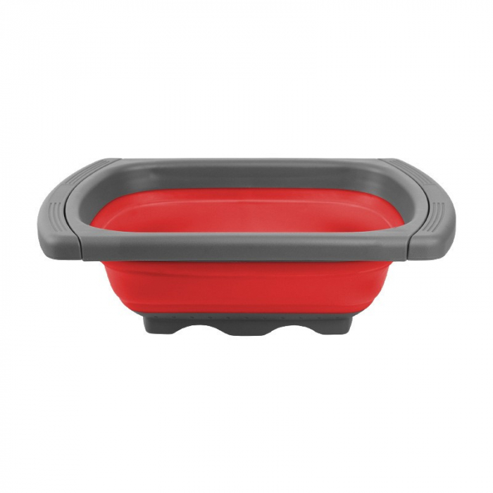Cos de Scurgere Retractabil pentru Chiuveta, , cu Filtru, pentru Fructe si Legume, de Uz Casnic, 39x12 cm, Design Extensibil pana la 61 cm, cu Manere de Prindere, Rosu [1]