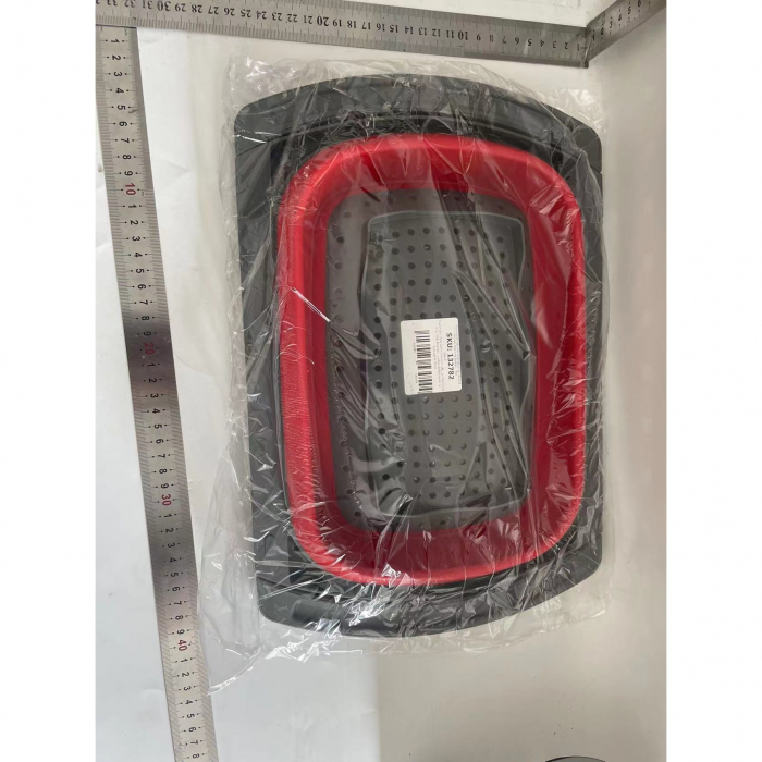 Cos de Scurgere Retractabil pentru Chiuveta, , cu Filtru, pentru Fructe si Legume, de Uz Casnic, 39x12 cm, Design Extensibil pana la 61 cm, cu Manere de Prindere, Rosu [2]