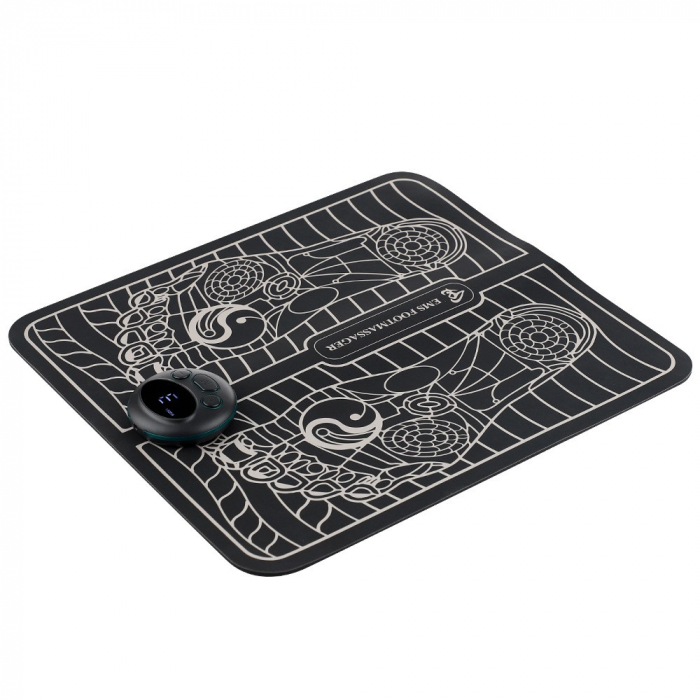 Covoras de Masaj pentru Picioare, EMS, 4 Niveluri de Intensitate, Incarcare USB, Ecran LED, Telecomanda Inclusa, Negru [5]