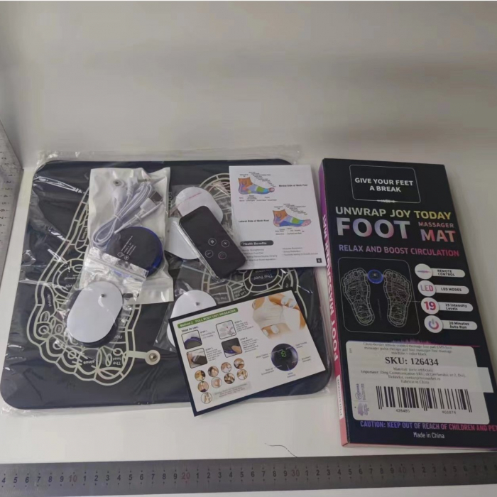 Covoras de Masaj pentru Picioare, EMS, 4 Niveluri de Intensitate, Incarcare USB, Ecran LED, Telecomanda Inclusa, Negru [6]