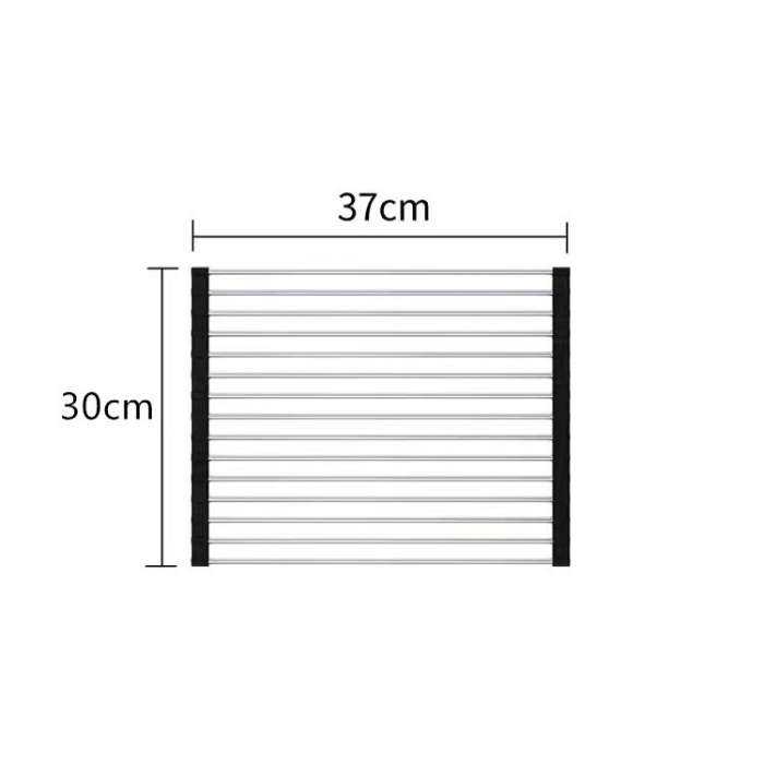 Covoras de Scurgere pentru Chiuveta Bucatarie, din Otel Inoxidabil, Suport Chiuveta, Pliabil, Antiderapant, Usor de Curatat si de Depozitat, 37x30 cm, 15 Tuburi, Negru [2]