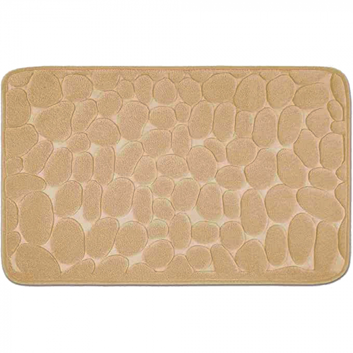 Covoras pentru Baie Antiderapant, , Uscare Rapida, Model 3D Piatra, 40x60 cm, Bej [1]