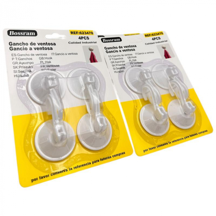 Cuier cu Ventuza 4 Ventuze, Material PP+PVC, 5x5cm – Suport Practic si Fara Gauri,  [3]