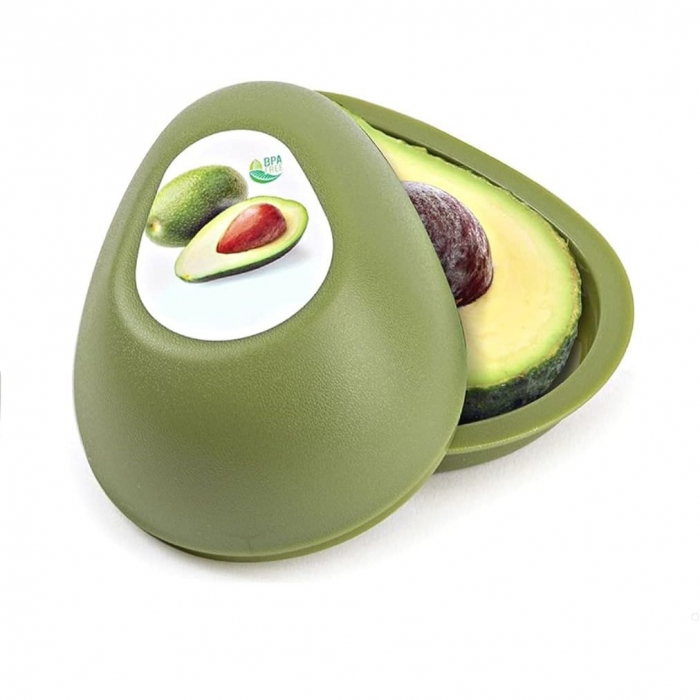 Cutie Alimentara, , Model Avocado, din Plastic, 12.5 x 12.5 x 5.4 cm, 500 ml, Verde Inchis [1]