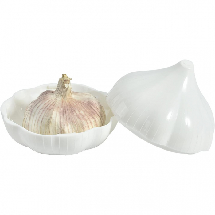 Cutie Alimentara, , Model Usturoi, din Plastic, 9 x 9 x 9 cm, 350 ml, Alb [1]
