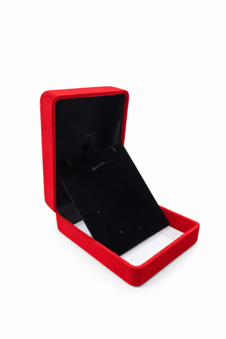 Cutie cadou catifea rosie 7x9x3,5 cm cu interior negru, pentru bijuterii sau martisor [3]